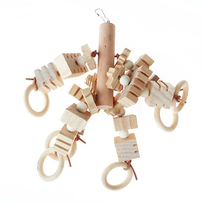 Large Parrot Chew Toy - Natural Wood Cubes 4