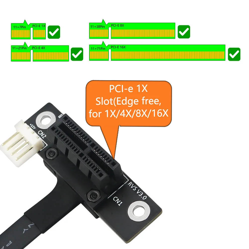 Add On Cards 270 Degree Mini PCIe To PCI-E 1X Adapter Cable Mini PCI Express to PCI-E X1 Riser 4Pin Power Connector for Extender