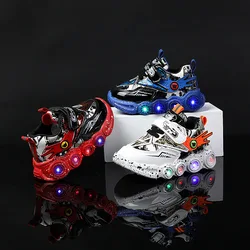 Scarpe incandescenti per neonati abbaglianti Cool Boy LED Lights Kid scarpe sportive Casual Sneaker in pelle PU scarpe da corsa da Tennis scarpe da bambino