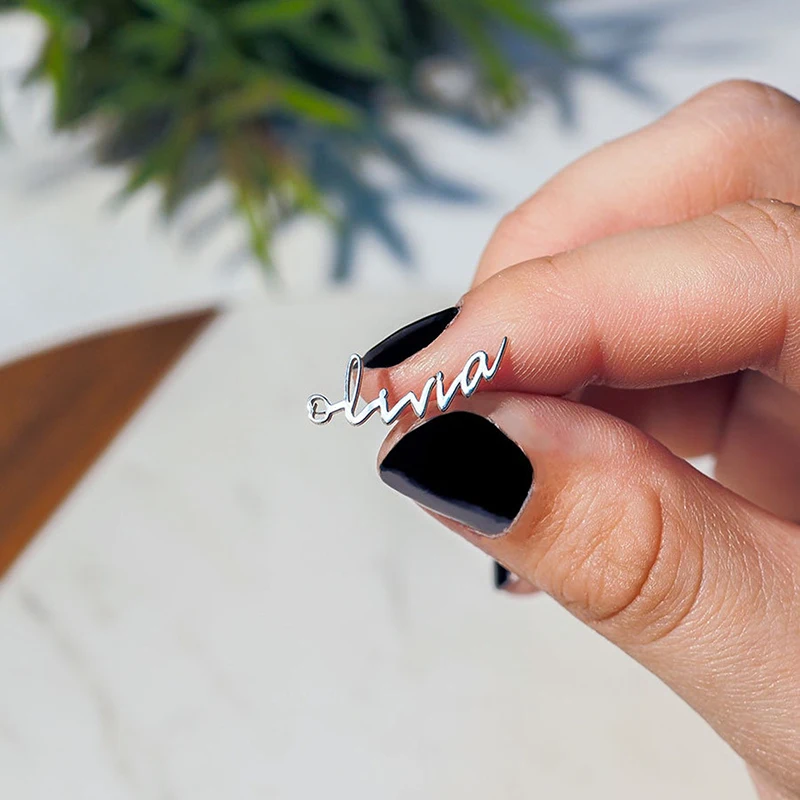 Custom Handwritte Name Stud Earrings for Women Signature Stainless Steel Letter Personalized Fashion Ear Jewelry Ladies Gift