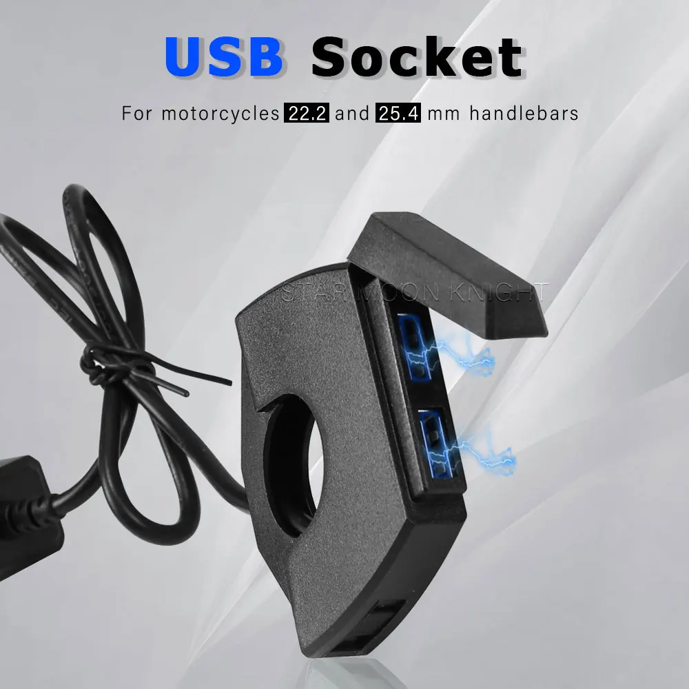 

Переходник с двумя USB-разъемами для зарядного устройства для мотоцикла, руля 22,2-25,4 мм для BMW, YAMAHA, HONDA, SUZUKI, KAWASAKI