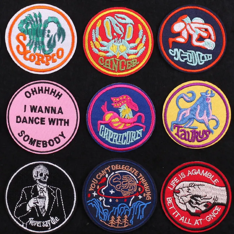 Constellation Patch Badges Embroidered Patches for Clothing Iron on Patches on Clothes Cartoon Patch Stickers Skull Appliques