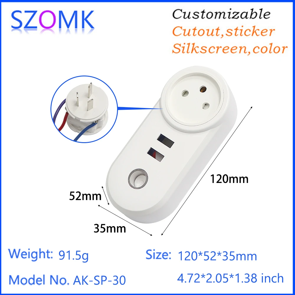 Israeli Standard Smart Home Wifi Socket Plug Enclosure PC Plastic Electrical Wall Empty Plug Housing for Alexa and Speaker
