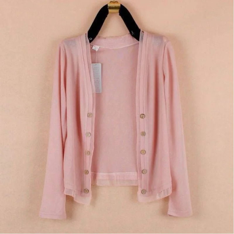 2023 Summer Fashion Thin Solid Lace Lace Lace Casual Loose Oversize Long Sleeve Versatile Sunscreen Air Conditioning Cardigan