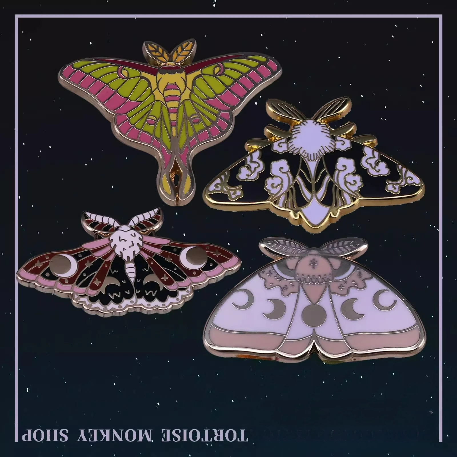 Moon Phase Hawk Moth Badge Butterfly Metal Enamel Brooch Wild Flying Animal Brooch Backpack Hat Decorative Accessory