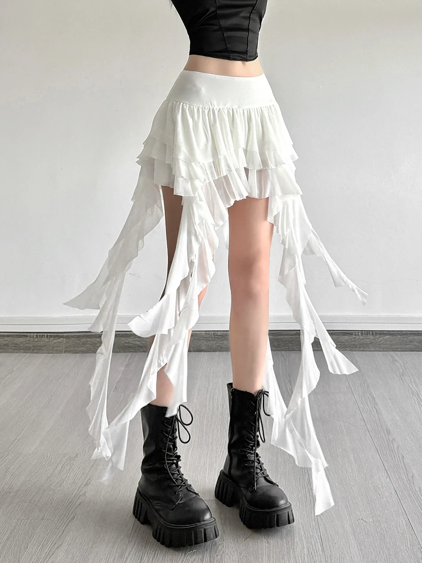 SylCue Millennium Splice Gonna a vita alta snellente con finiture in pizzo Gonna asimmetrica versatile slim fit da donna