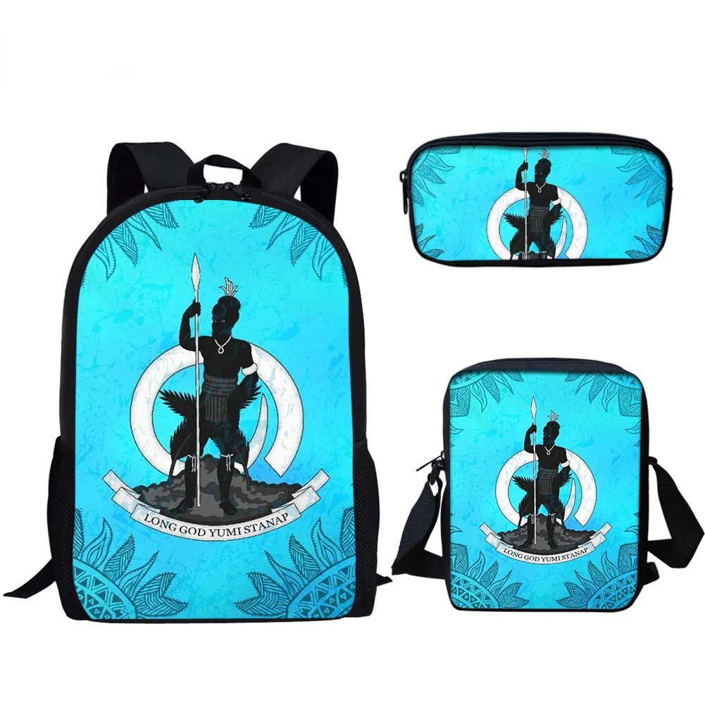 Novità di moda Blu Tribale Stampa 3D 3 pezzi / set Borse da scuola per alunni Zaino per laptop Zaino Borsa a tracolla inclinata Astuccio