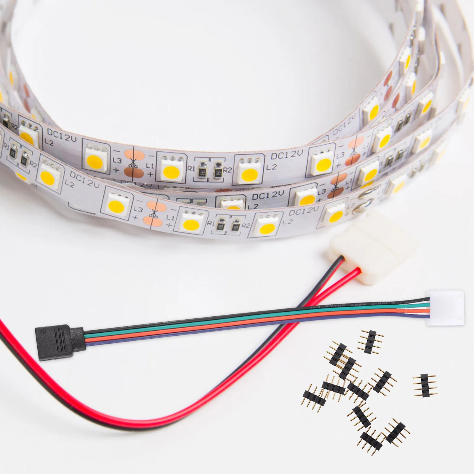 

10 Pcs LED Light Strip Connector Connectors for Strips No Gap Black Rgb Solderless