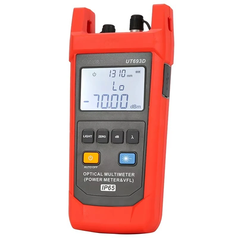 

UT693D Optical Power Meter Measurement Range -50~+26dBm 800-1700nm InGaAs Backlight Tool IP55 Tester 5% Uncertainty