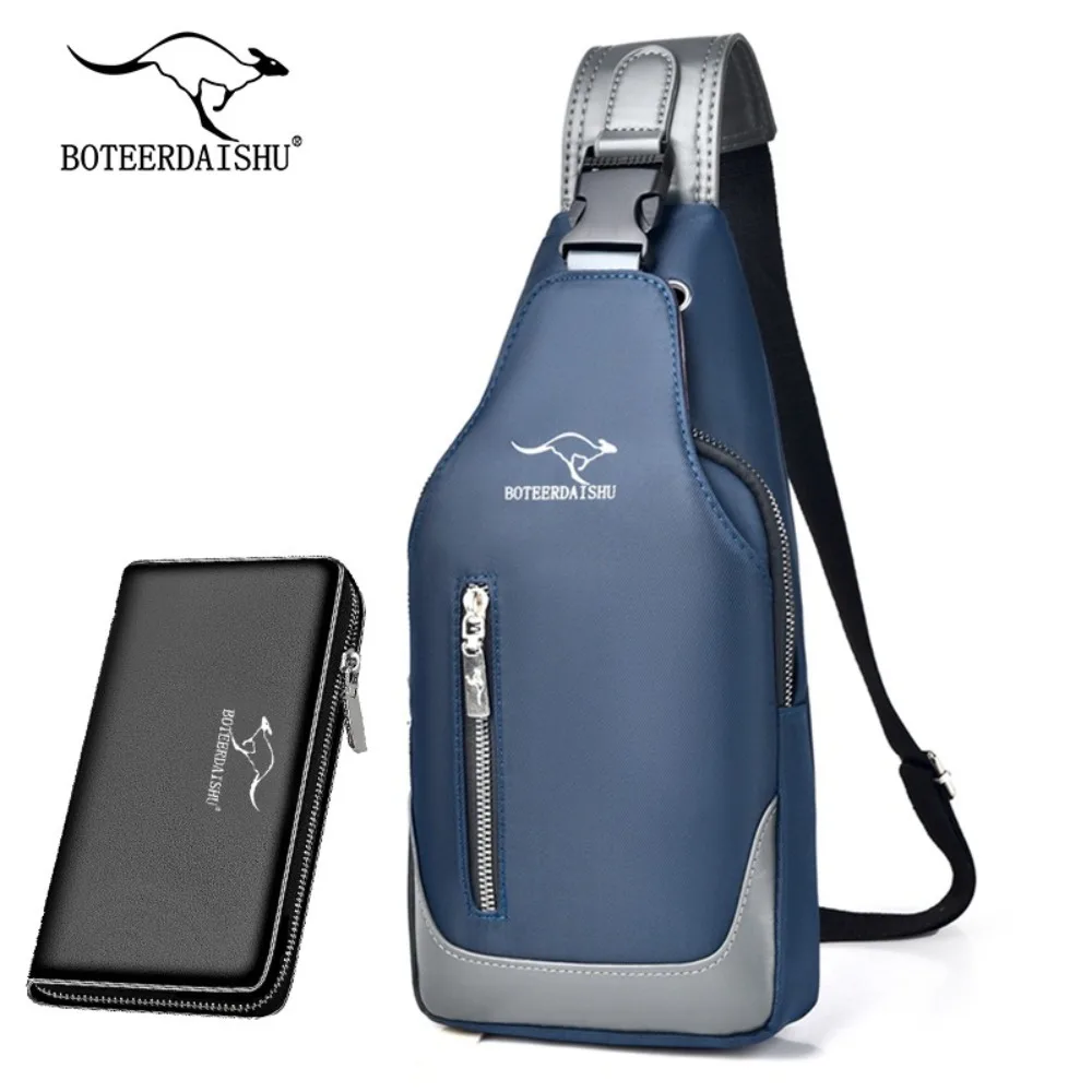 

Мужская сумка-оксфорд, водонепроницаемая, большая вместительная, уличная, модная нагрудная сумка, моющаяся, устойчивая к грязи, зарядка через USB, модная сумка на плечо