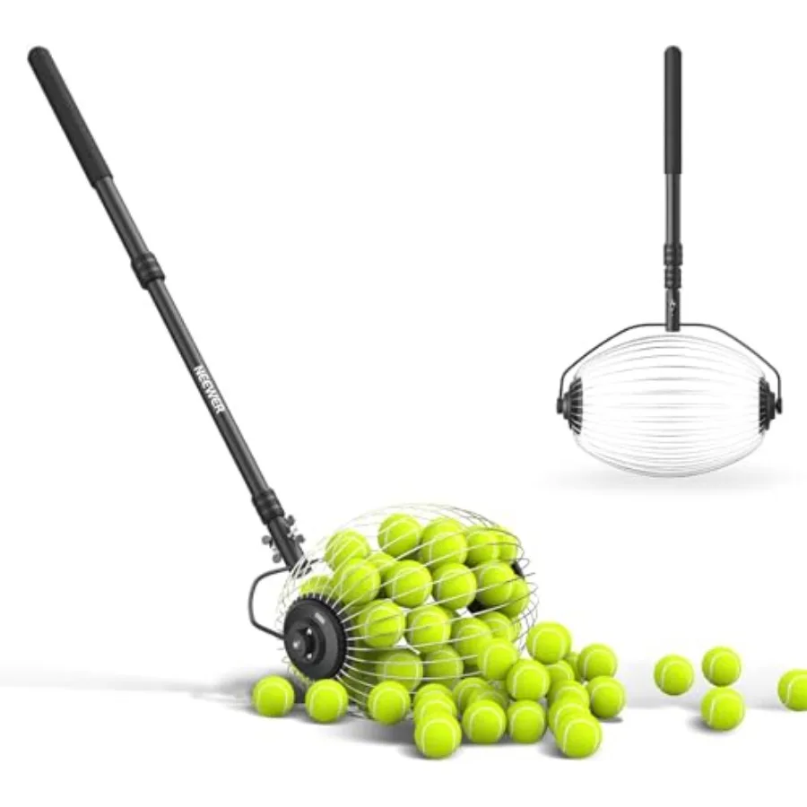

Tennis Ball Pickleball Collector Roller No Bending Over Quick Rolling Picker for Up to 40 Tennis Balls