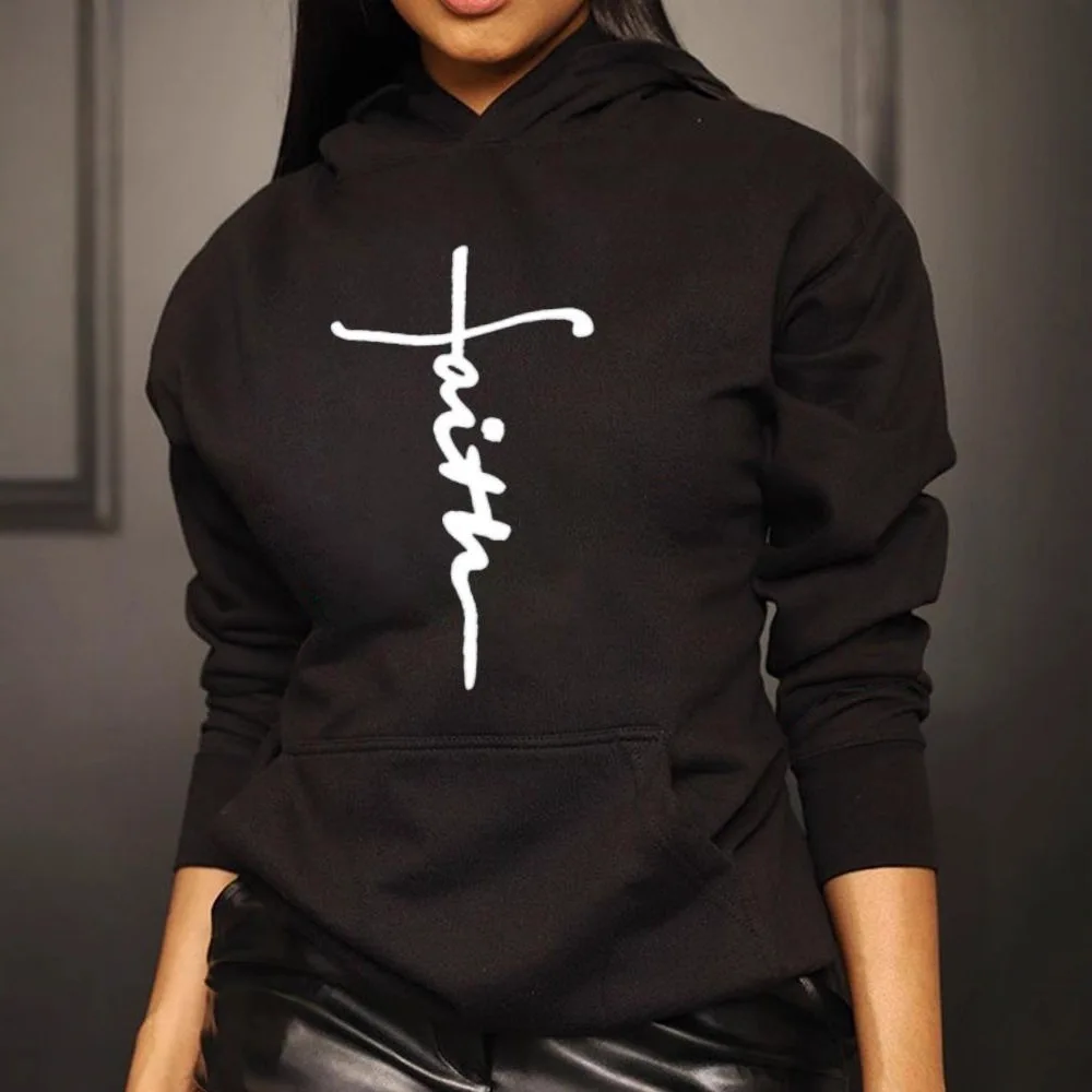 

Женский свитер с капюшоном и буквенным принтом, толстовка с длинным рукавом, осенне-зимняя толстовка, модный свободный повседневный топ, пуловер