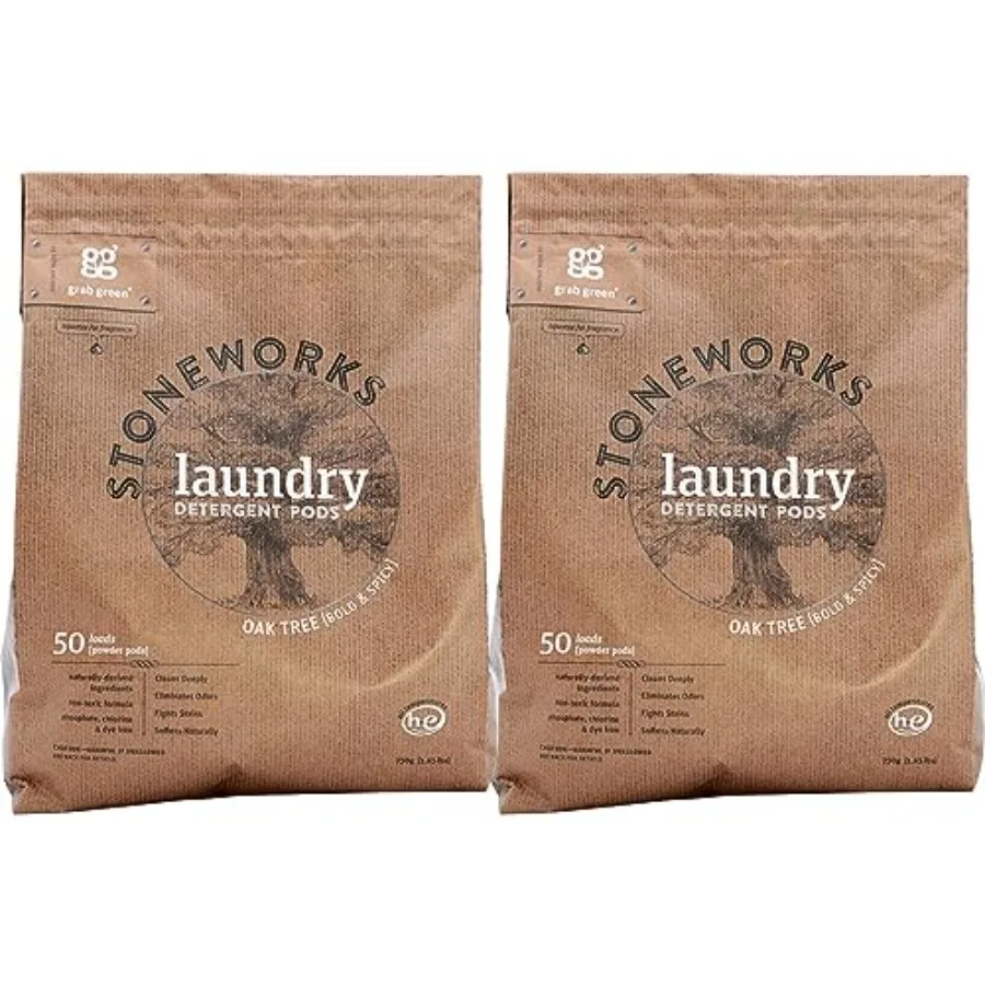 

Grab Green Stoneworks Laundry Detergent Pods,,Scent, Plant and Mineral Based, Cleans Deeply, Eliminates Odors, Fights Stains, S