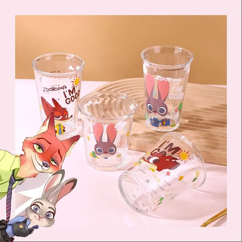 Disney Zootopia Judy Hopps Nick Wide Cartoon Cute Girly Heart Printed Glass Water Cup Home Office Straight Cup regalo di festa