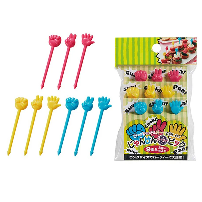 9Pcs Fruit Fork Food Grade Plastic Mini Cartoon Kids Cake Fruit Toothpick Bento Lunch Bento Accessories Party Decoration