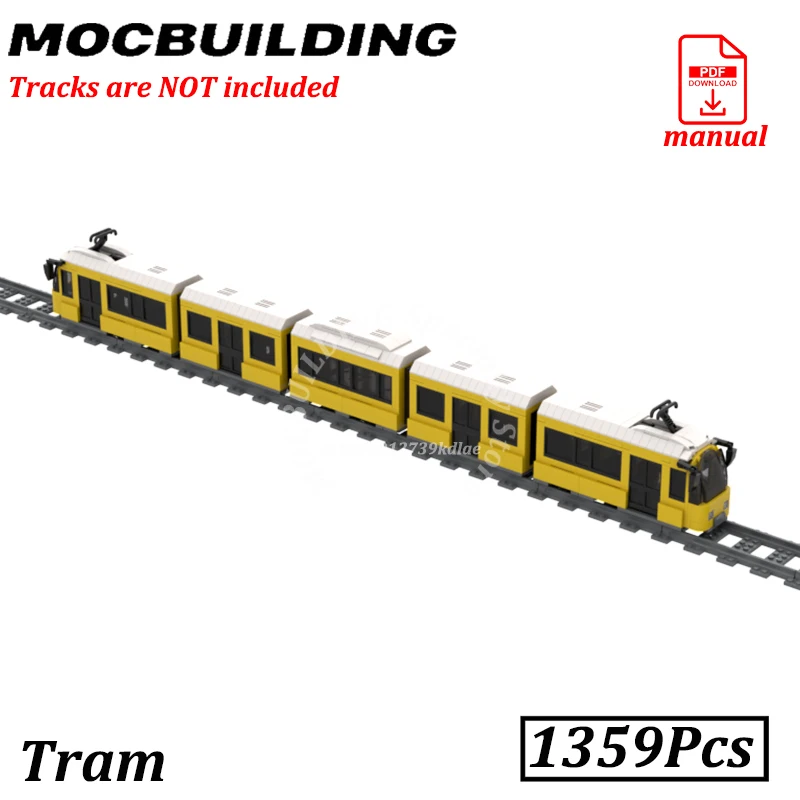 City Tram Display Model City Street View Streetcar MOC Building Blocks Brick Toys Construction Gift Present