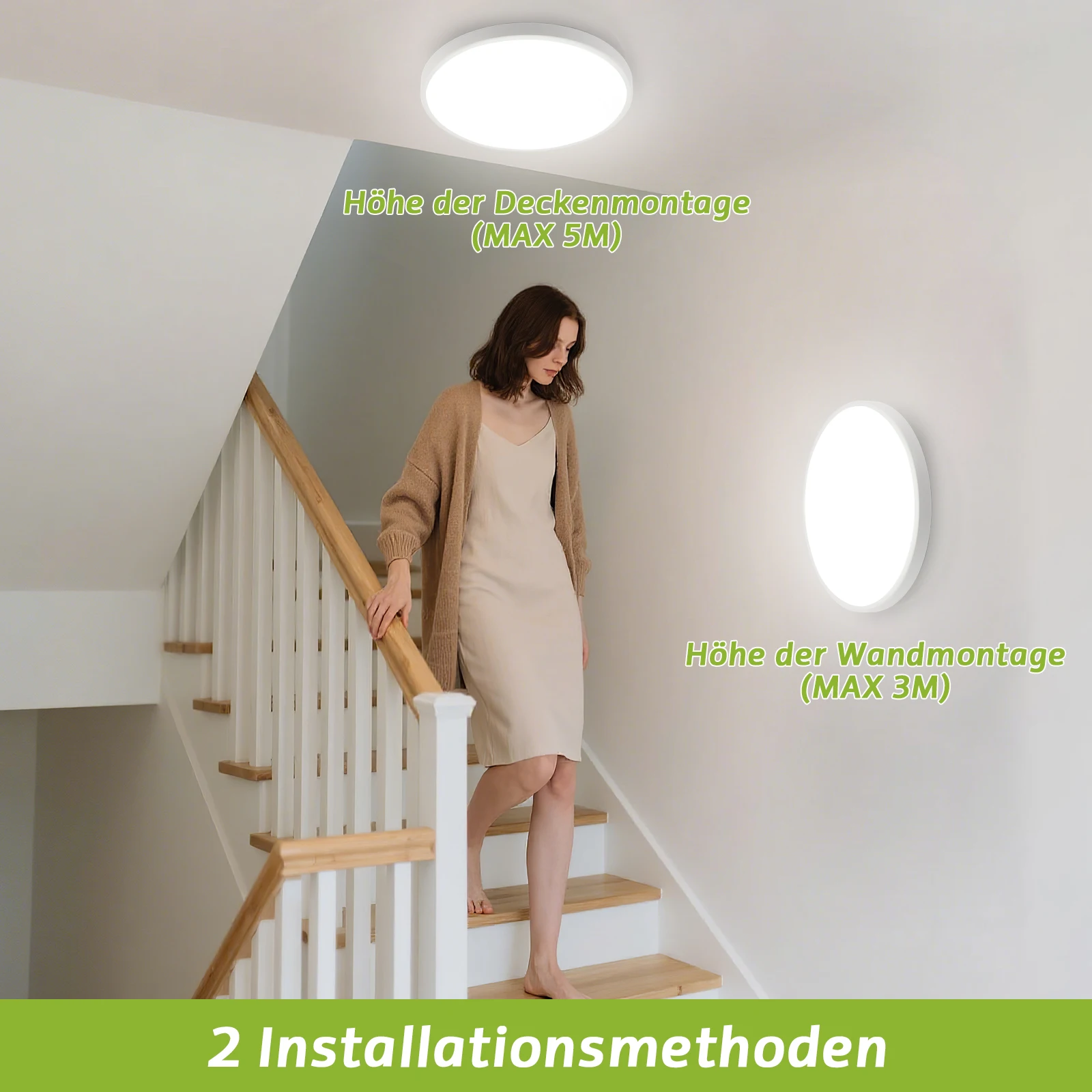 24W Round LED Ceiling Light with Motion Sensor & Remote, 2400LM, 4000K Neutral White, Ideal for Garage, Basement & Carport