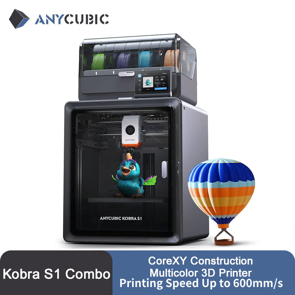 

Anycubic Kobra S1 Combo Multi-Color 3D Printer Max Speed 600mm/s Core XY Stable Structure High Precision 3D Printer