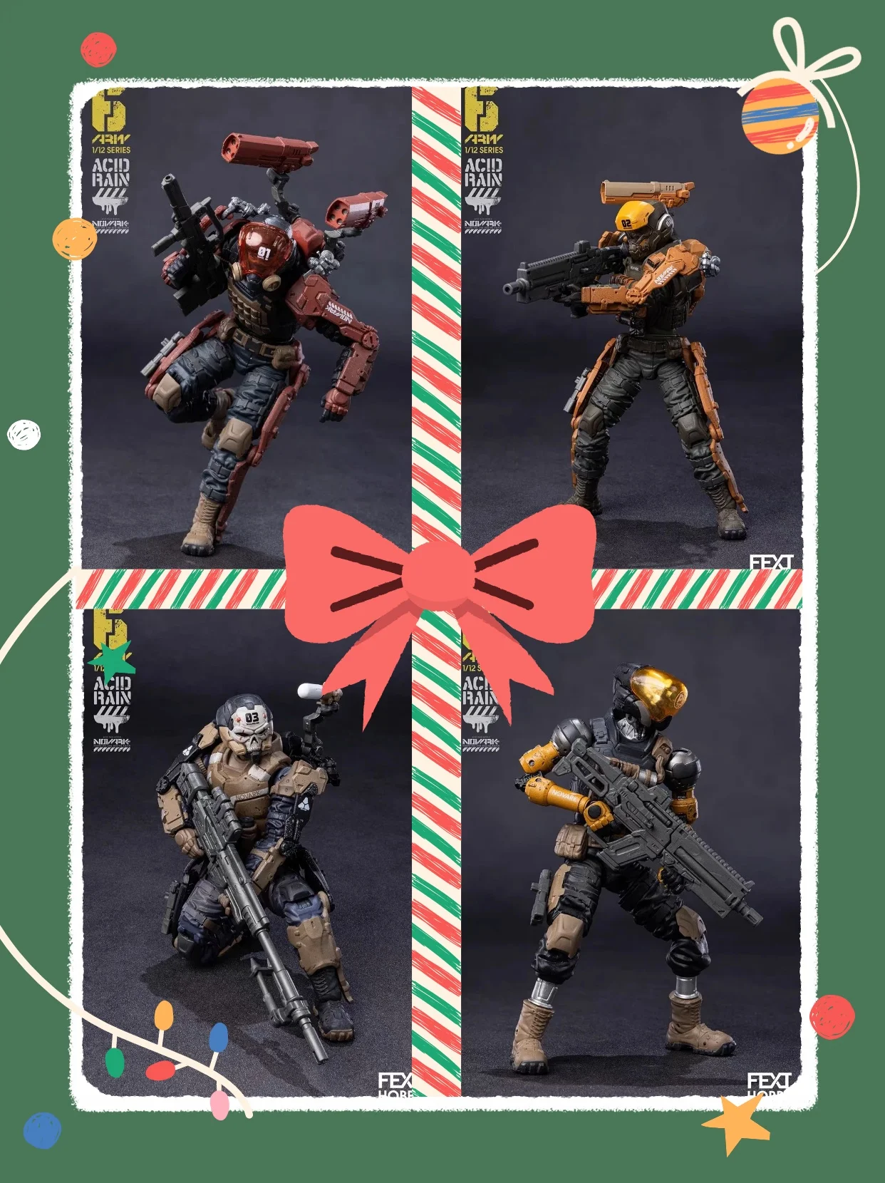 

In Stock FXH-AR-001/2/3/4 1/12 Scale Male Soldier Acid War Series Collection 6'' Action Figure Full Set Doll Toys For Fans Gift