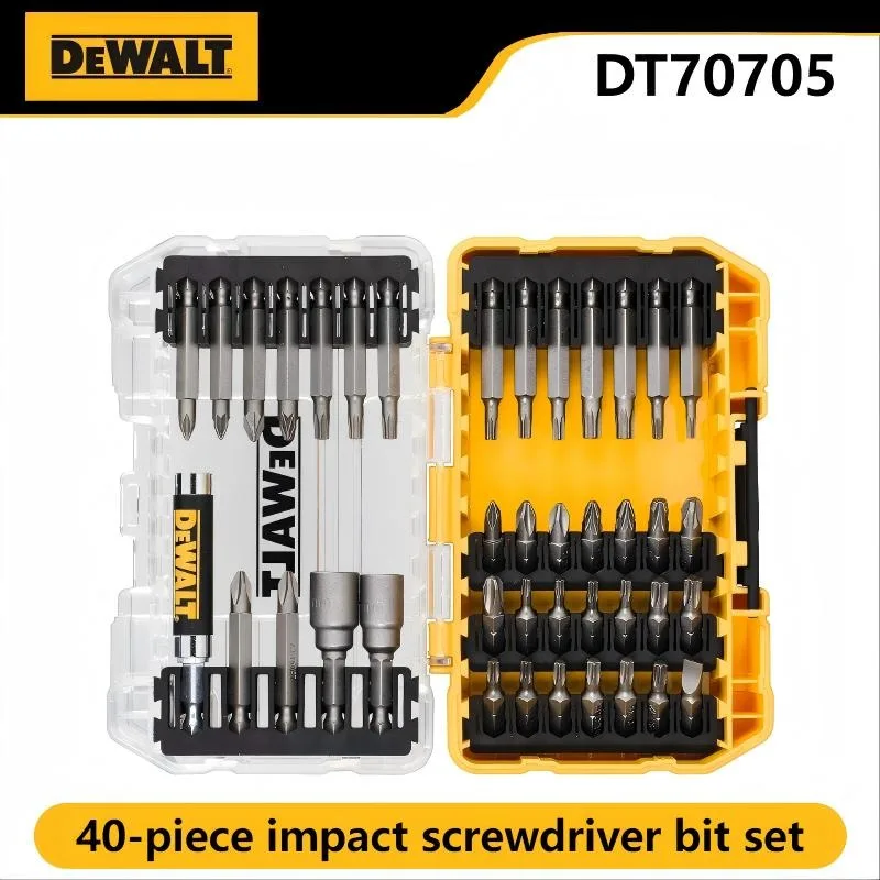 

Набор ударных отверток Dewalt из 40 предметов — прочный футляр, подходит для TStak Caddy, аксессуары для дрелей DT70705