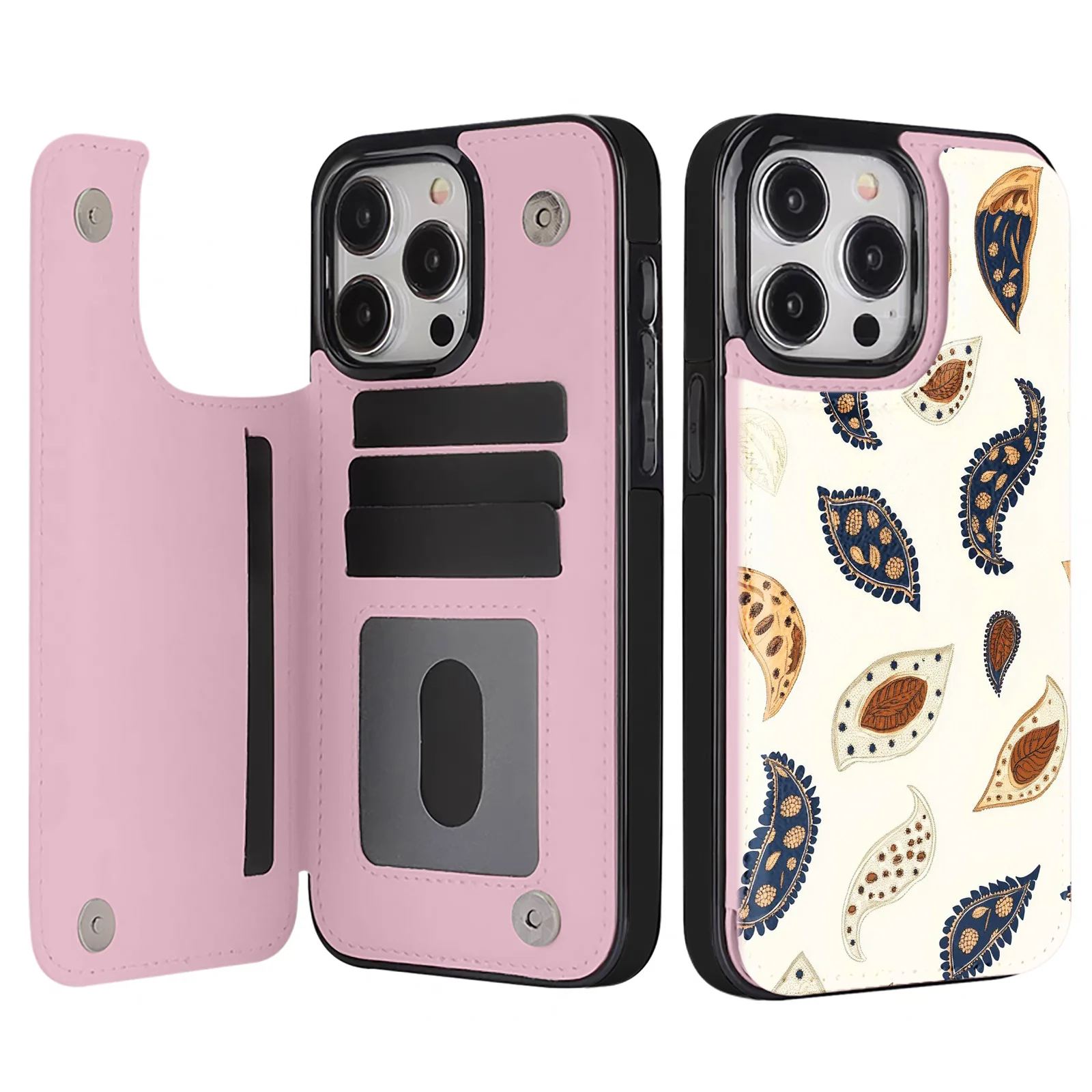 Phone Case - A Mobile Phone Case Made of High-Quality Artificial Leather, Featuring a Painted Flower