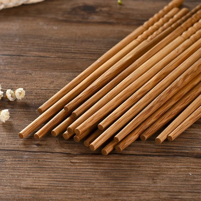 1 Pair Chopsticks Natural Bamboo Wood Healthy Chinese Carbonization Chop Sticks Reusable Sushi Chopstick  Anti Slip Tableware