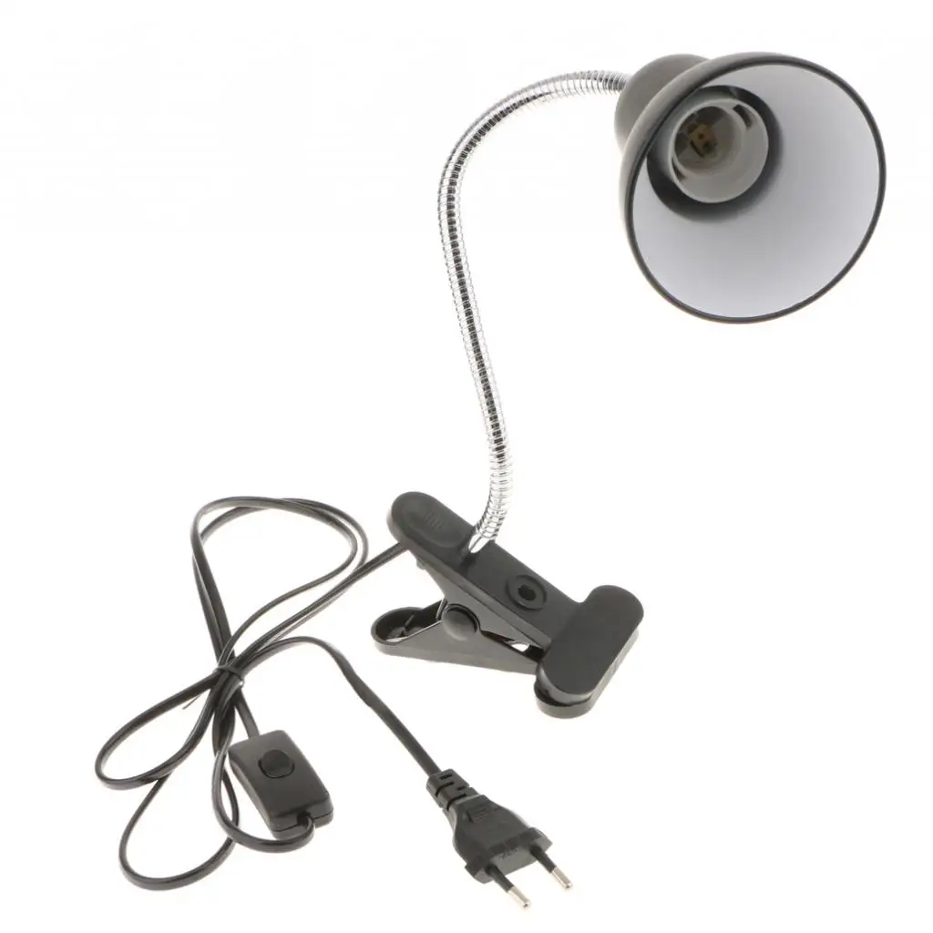 Adjustable Reptile Lamp Holder Heat Lamp Socket Stand for Aquarium Office Desk UVB Lampshade Lighting Fixture
