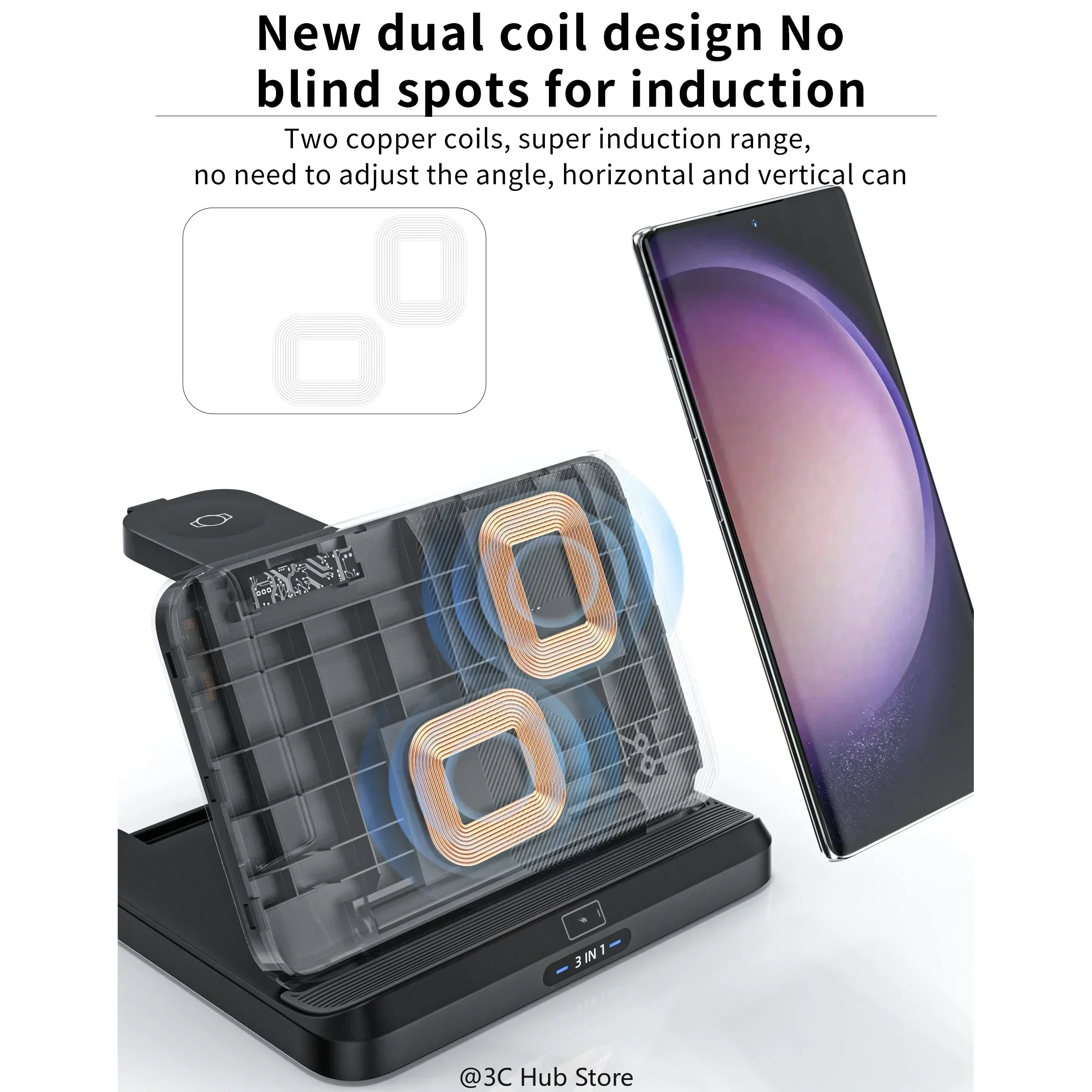 NEW 3 in 1 Wireless Charger for Samsung Galaxy Z Fold 5 4 3 S23 Ultra Fast Charging Dock Station for Galaxy Watch 6 Buds2
