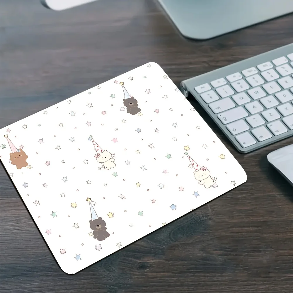 Cute Party Bears and Stars Print Gaming Mouse Pad Non-slip Desk Mat Perfect Gift for Kids