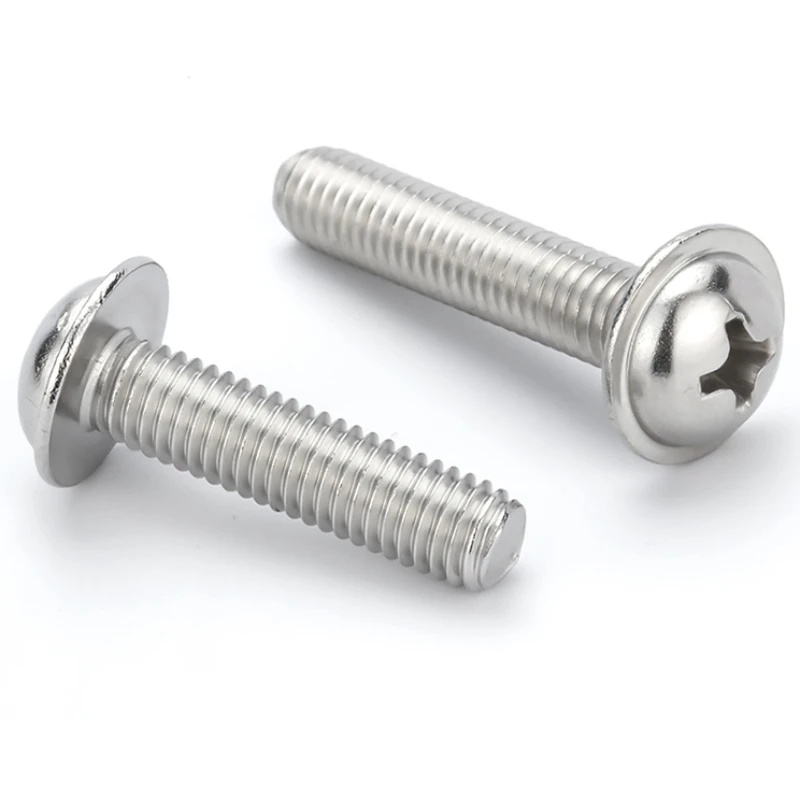 304 Stainless Steel Round Head Screws With Washers Phillips Pan Head Screws And Bolts  M2 M2.5 M3 M4 M5