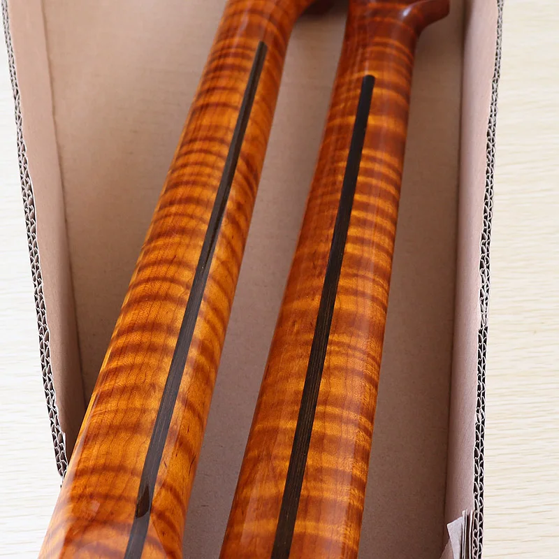 

Maple neck with 6 strings and 22 frets, tiger stripe finish, DIY professional electric guitar modification, maple wood with clea