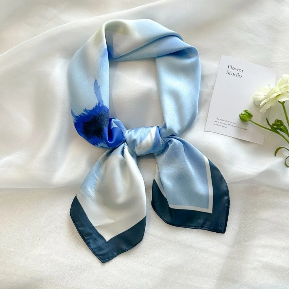 

Модный шарф для волос с размытыми цветами вишни, мягкая повязка для волос в виде щенка, квадратный тюрбан, шарфы-бабочки, уличная одежда