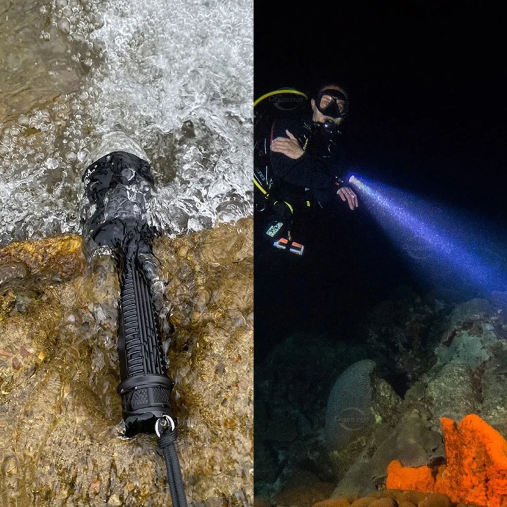 High Power Professional Diving Flashlight Underwater 600M Dive Lantern Strong Light Waterproof Scuba Diving Flashlights Fishing