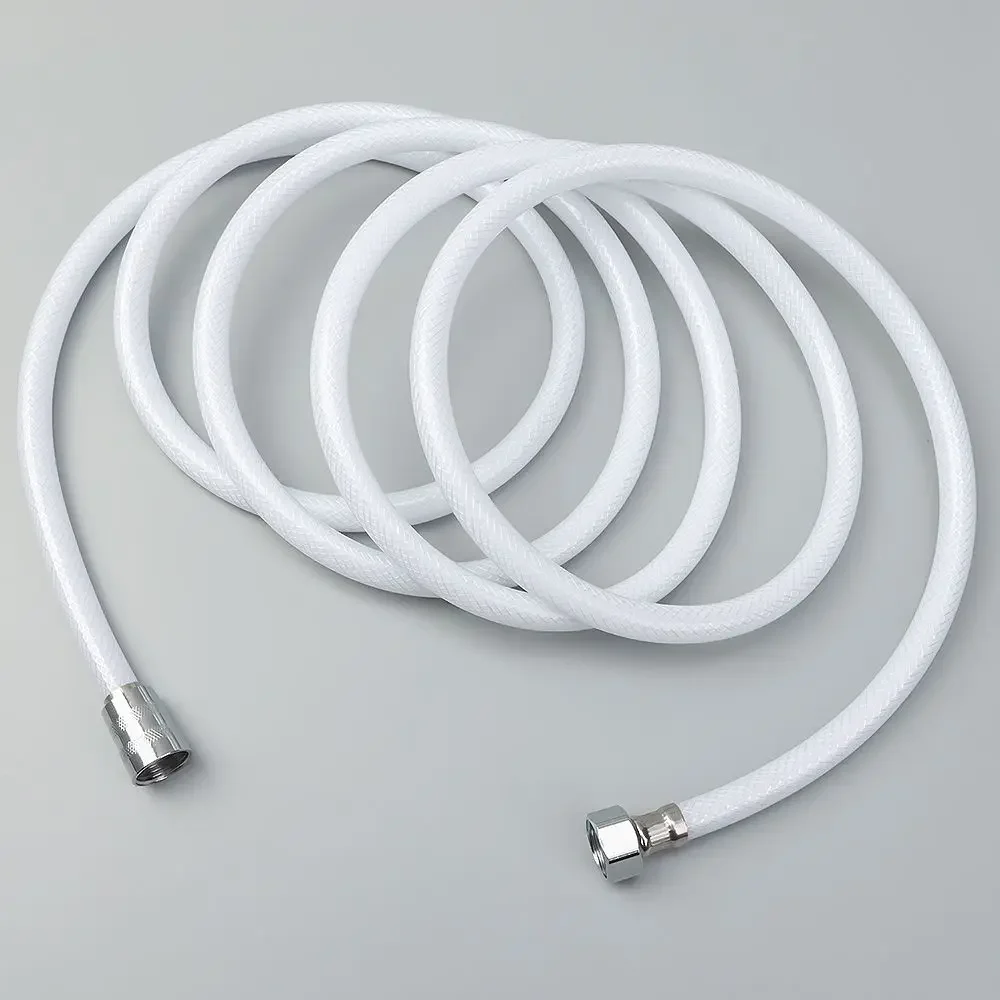 1/1.2/1.5M PVC Handheld Shower Head Hose Anti Winding Replacement Shower Extension Tube Flexible Explosion-proof Faucet Hose