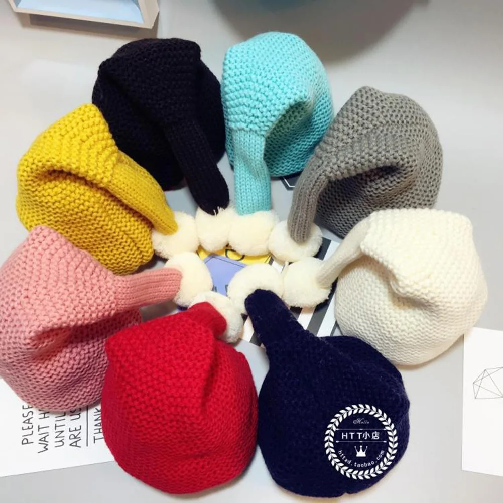 

Knit Beanie For Kids Warm Winter Cap Winter Hat Soft Stretchy Pompom Hat Cozy Pink