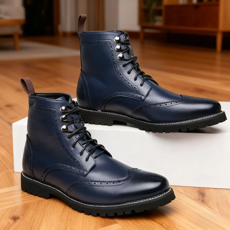 

Мужские высокие ботинки на шнуровке в британском стиле, модные удобные деловые повседневные оксфорды, короткие мужские кожаные ботинки