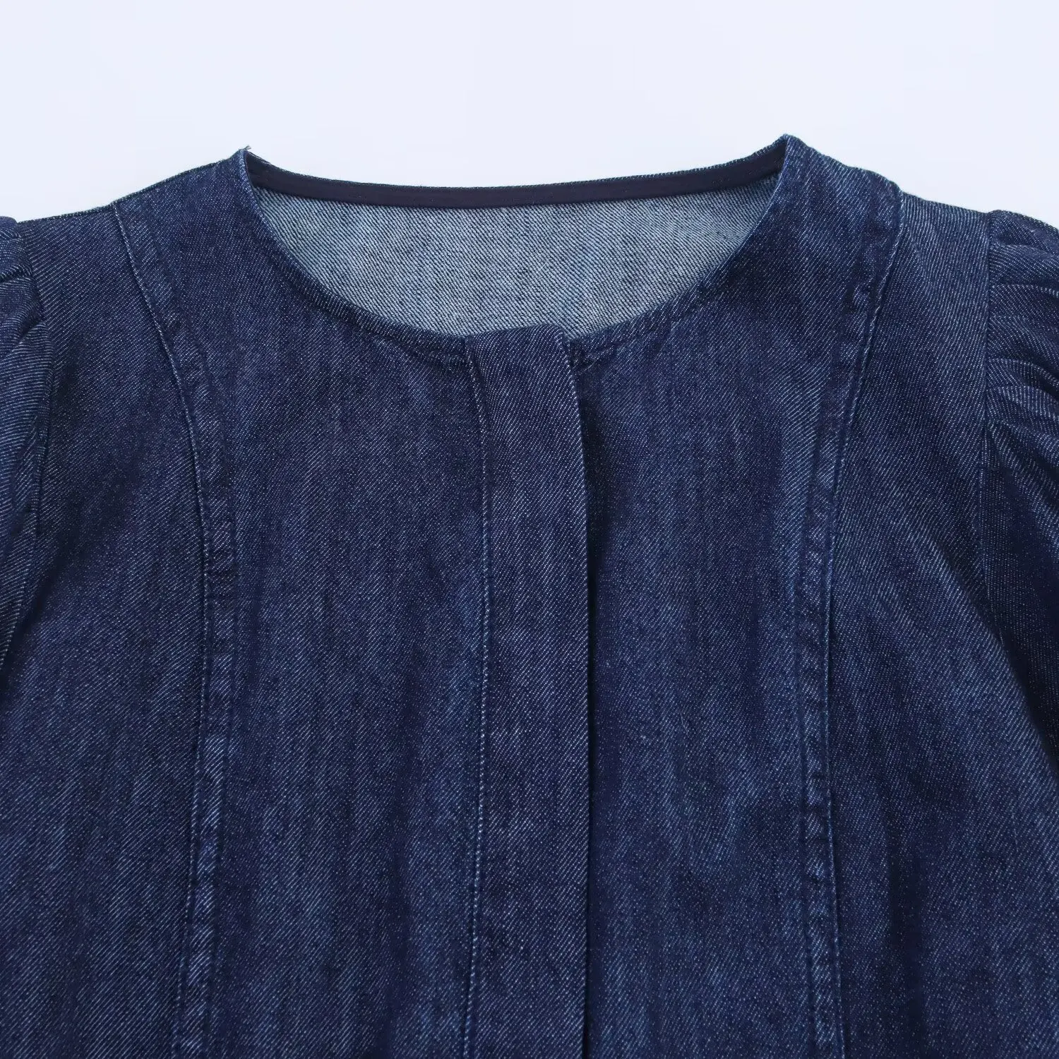 Robe en jean rétro pour femmes, manches bouffantes, manches courtes, col rond, Maxi, mode, Slim, droite, été