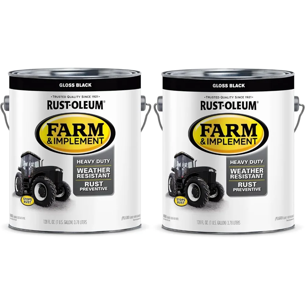 280165-2PK Farm & Implement Enamel Paint, Gallon, Gloss Black, 2 Pack