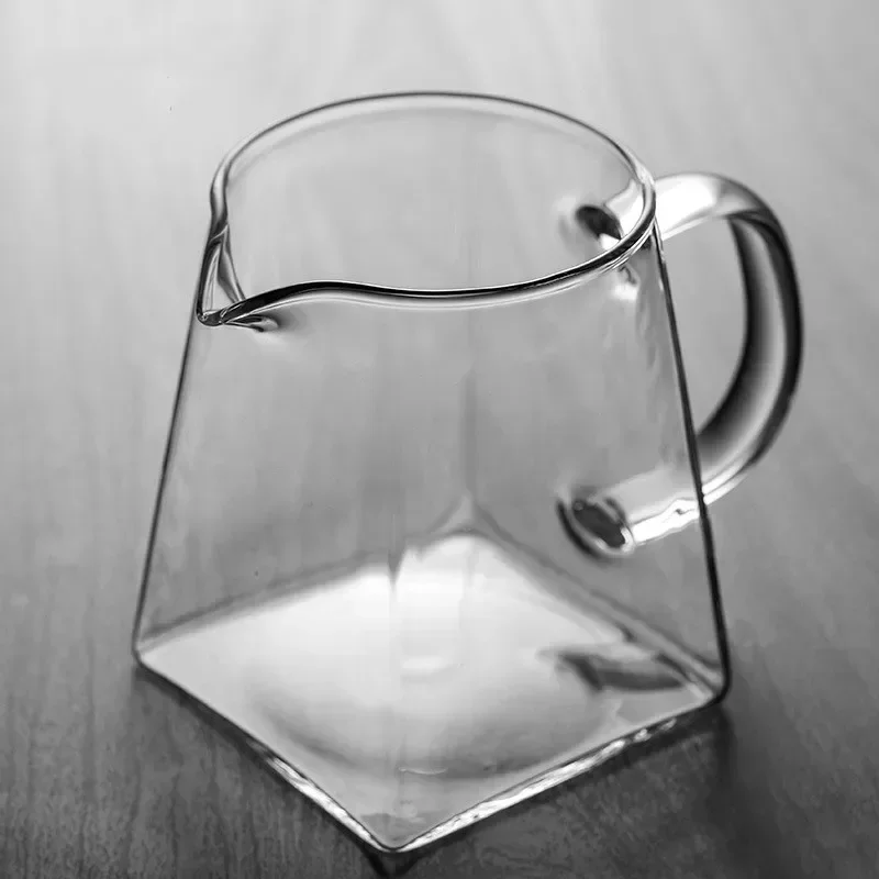 Heat-Resistant Clear Glass Tea Pitcher, Square Creative Chinese Tea Set Accessory, Chahai, Milk Glass Coffee Pot, Water Jug