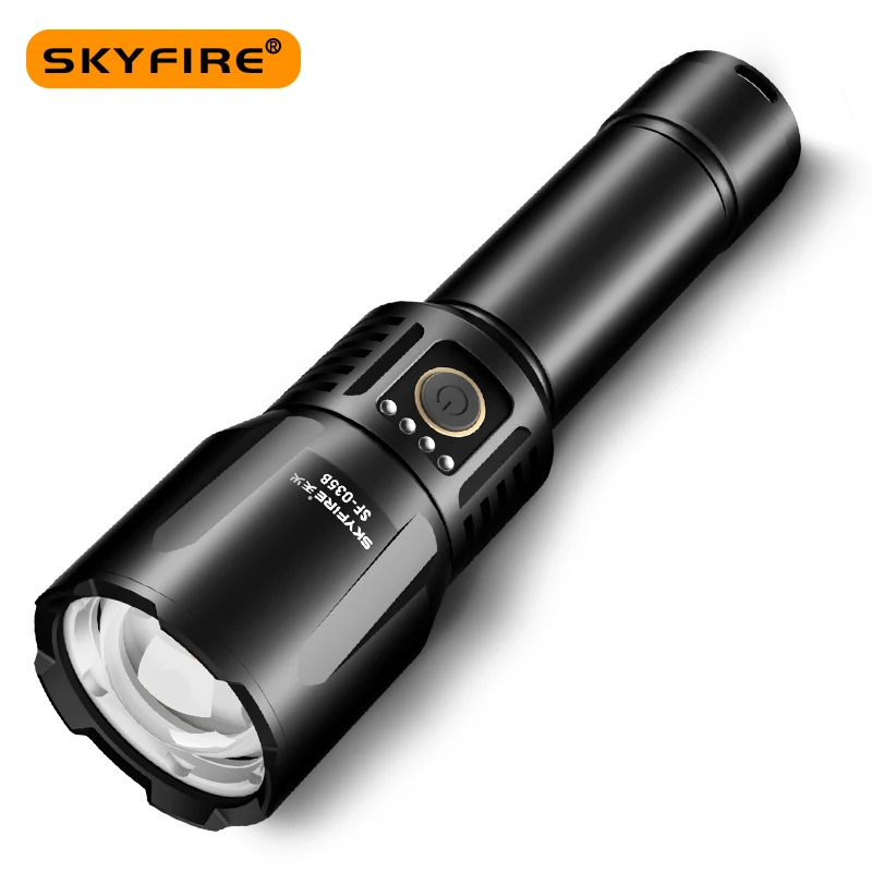 SKYFIRE 2022 High Lumens LED Tactical Flashlights Type-C USB Rechargeable Spotlights Floodlights Outdoor Waterproof SF-035B