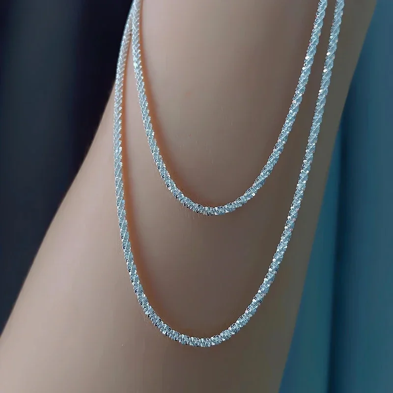 

Взрывная цепочка с воротником сверкающего неба и звезды, сверкающее ожерелье из стерлингового серебра 925 пробы, элегантная твердая цепочка, обручальные украшения