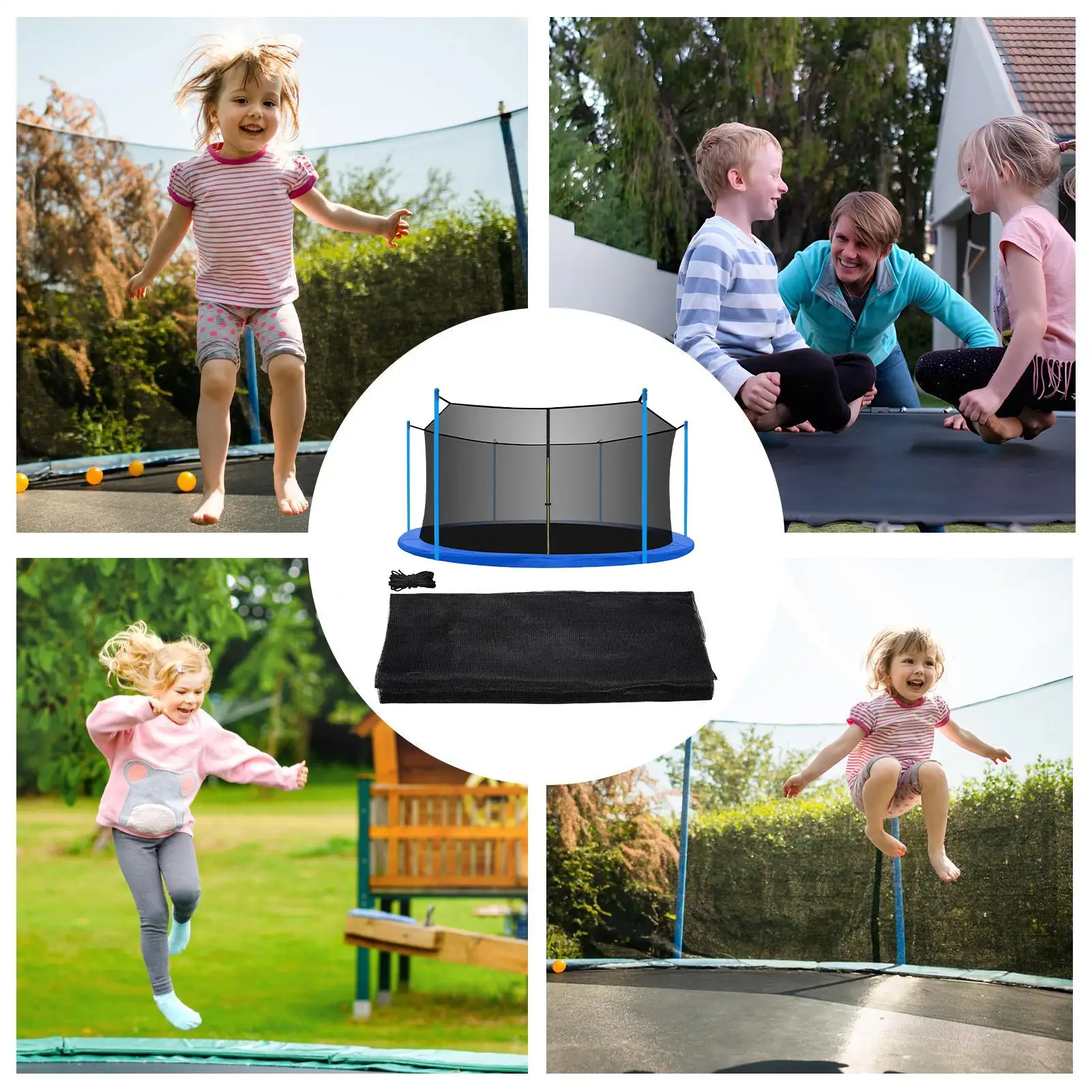 

Trampoline Safety Net Round Frame Safety Protection With Adjustable Straps Trampoline Protection Net For Outdoor Playground