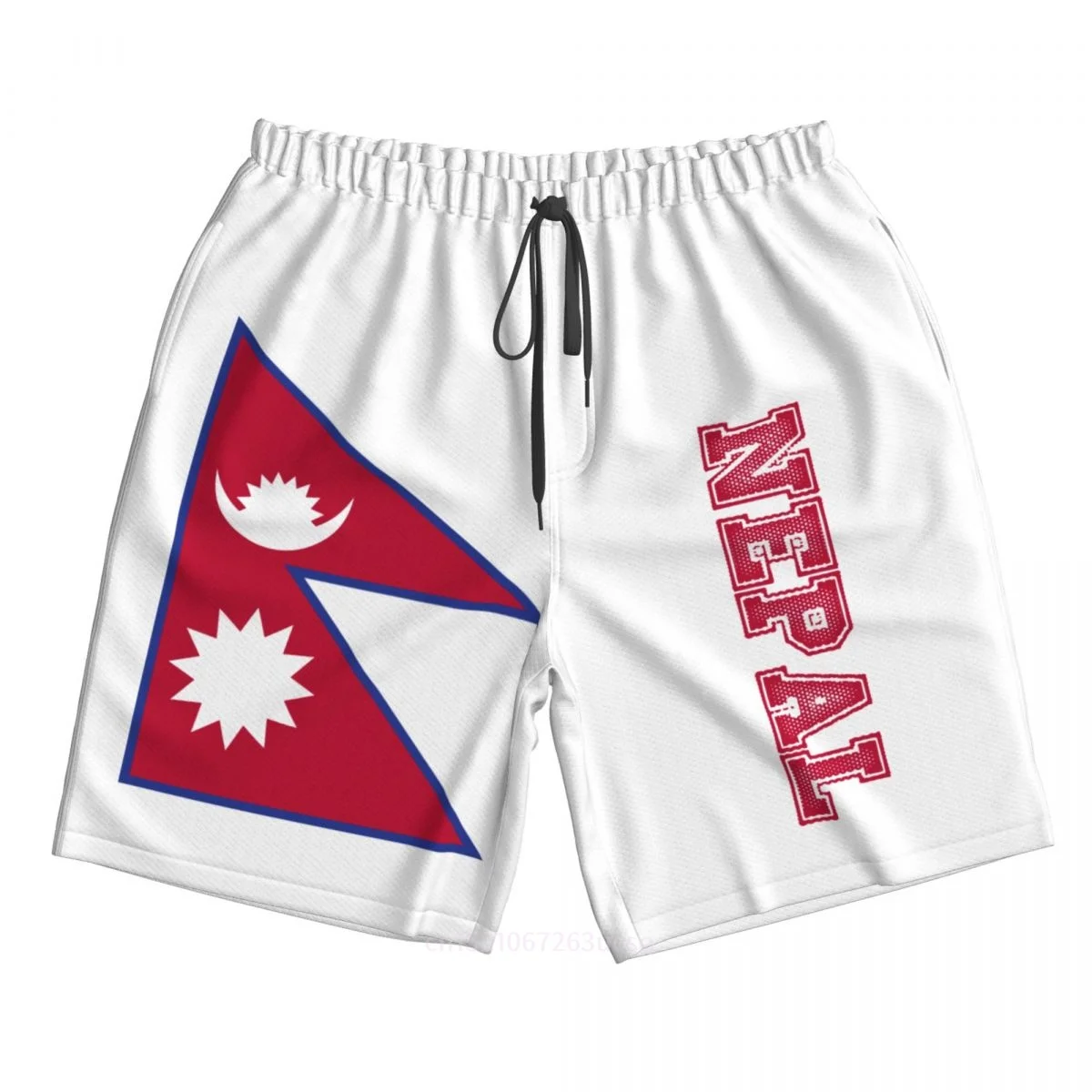 

Лето 2025 г., мужские шорты из полиэстера с флагом Непала и 3D принтом, пляжные летние брюки с карманами для бега