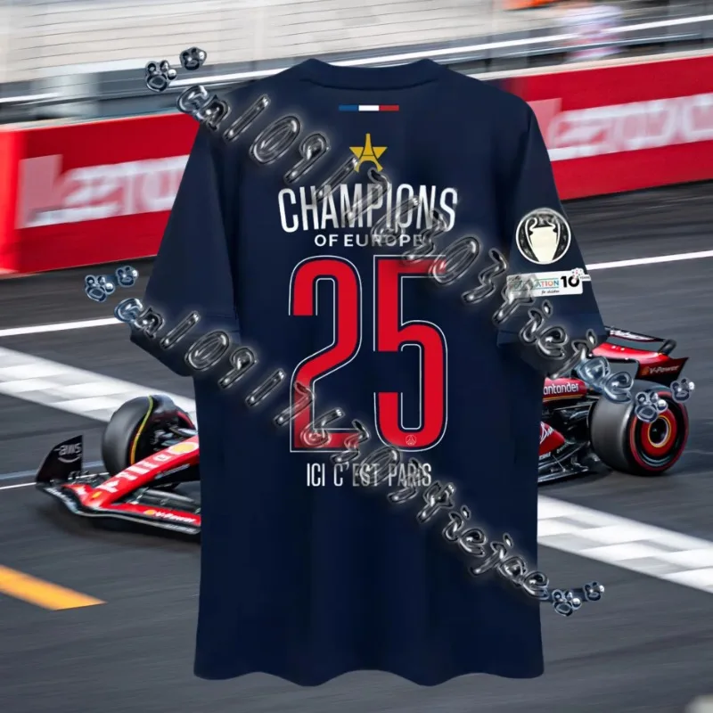 

Grand Paris Saint-Germa Champion！Tops Short Sleeve Home jersey Dembélé & Doué 3ds Breathable Comfortable Outdoor Sports Training