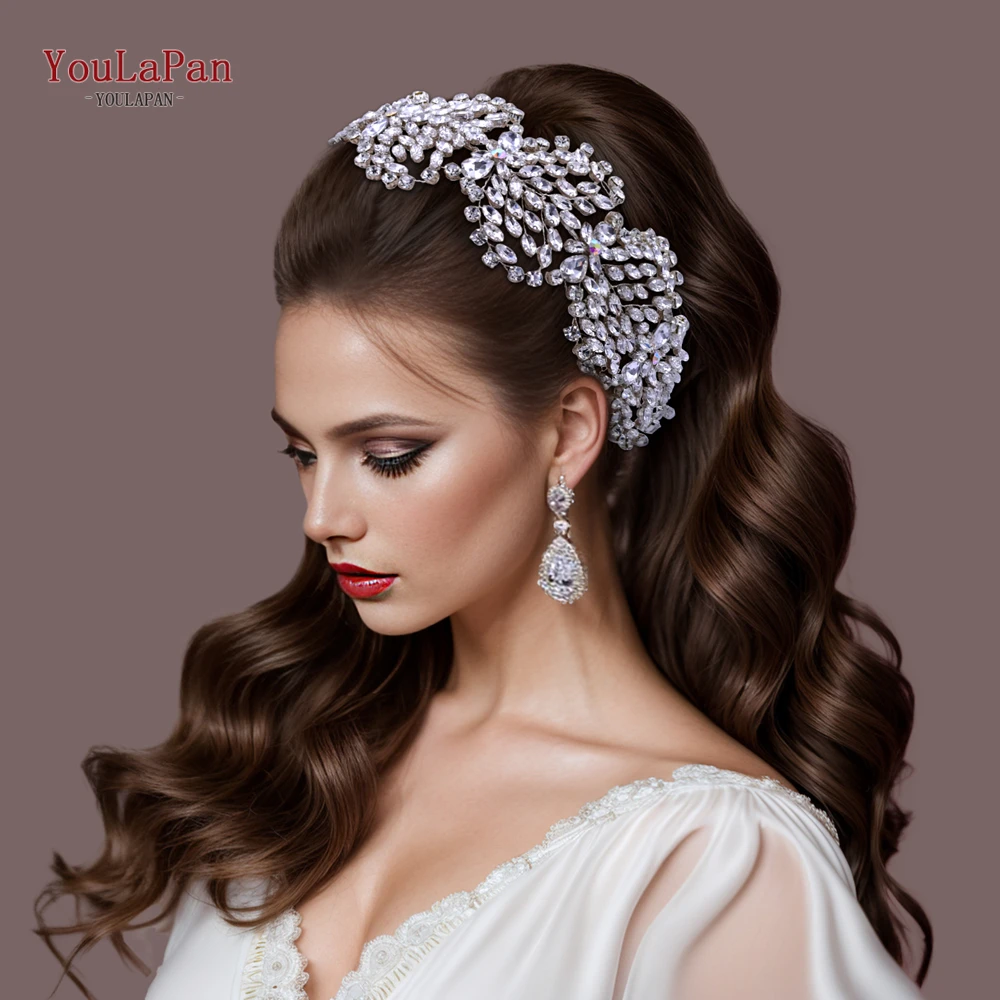 YouLaPan Luxury Bridal Crown Wedding Hair Accessories Rhinestone Headbands for Bride Women Headdresses Pageant Headwear HP437