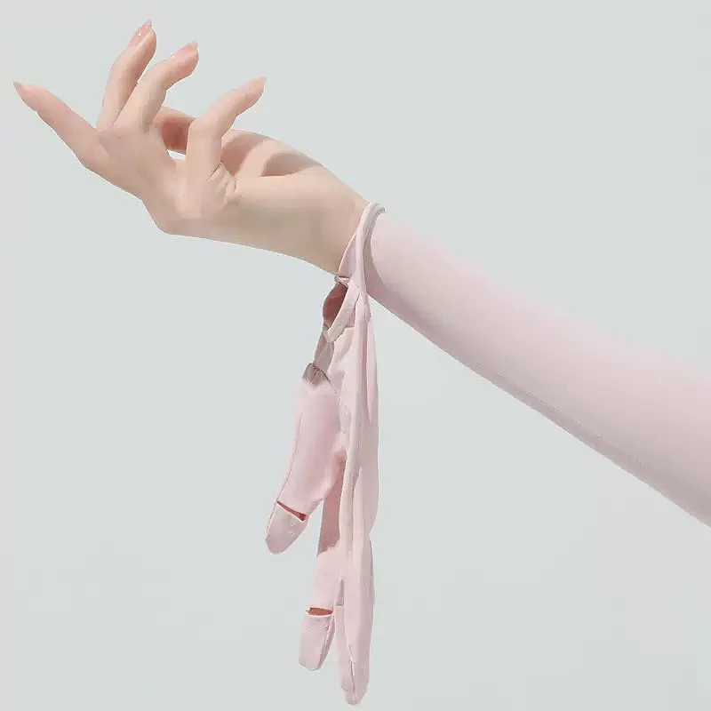 UPF50+ Sunscreen Women's Summer UV Protection Long Elbow Ice Silk Gloves Riding and Driving A
