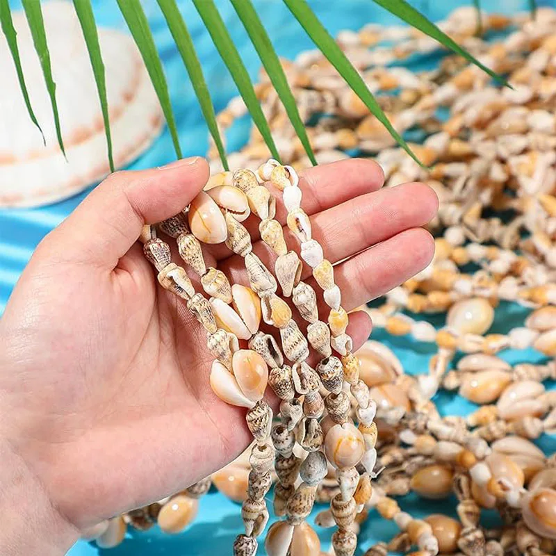 Natural Hawaiian Sea Shell Lei, Hawaii Luau, Vestuário de Festa, Acessórios Jóias para Mulheres, Praia, Verão, 5 Pcs