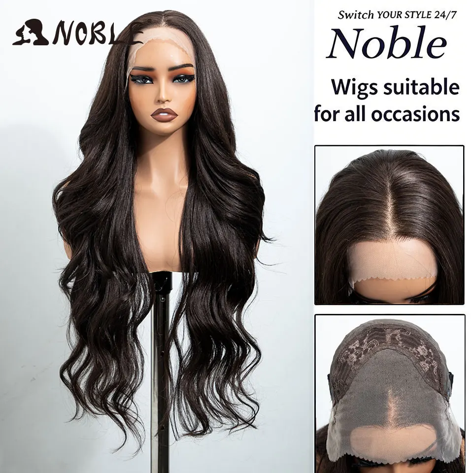 Noble 30 Inch Synthetic Lace Front Wigs For Women Curly Ash Blonde Highlight 13x4 Body Wave Silk Base Lace Wig Cosplay Daily Wig image 3