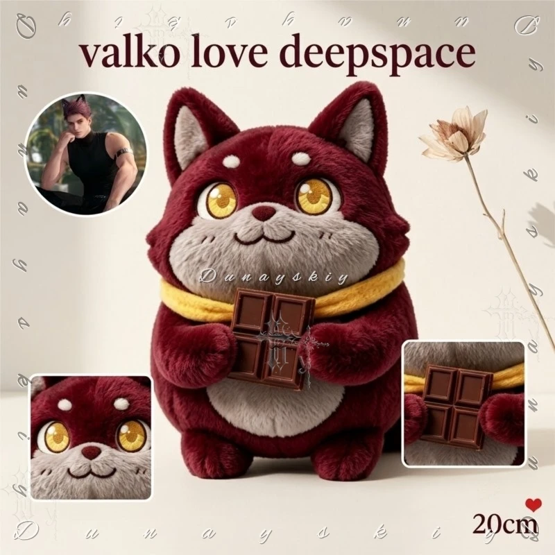 20cm Love and Deepspace Badge New Role Valko Sitting Body Plush Cotton Stuffed Wigs Cute Bed Decor Anime Style Halloween Decor view 2