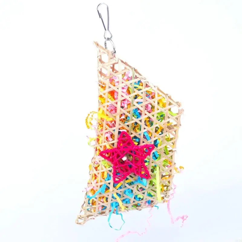 

367A Parrot Cage Shredder Toy Crinkle Paper Chewing Toys Foraging Hanging Toy for Small Birds Parrots Cockatoos Macaws